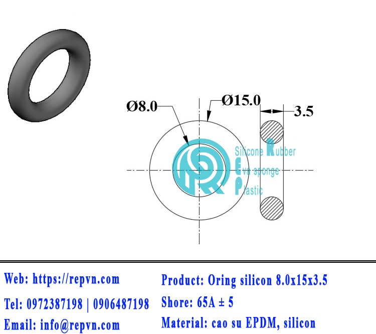 oring silicon 8.0x15x3.5 min