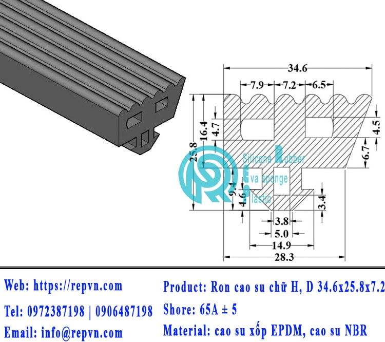 ron xop EPDM tron phi 1.5mm min