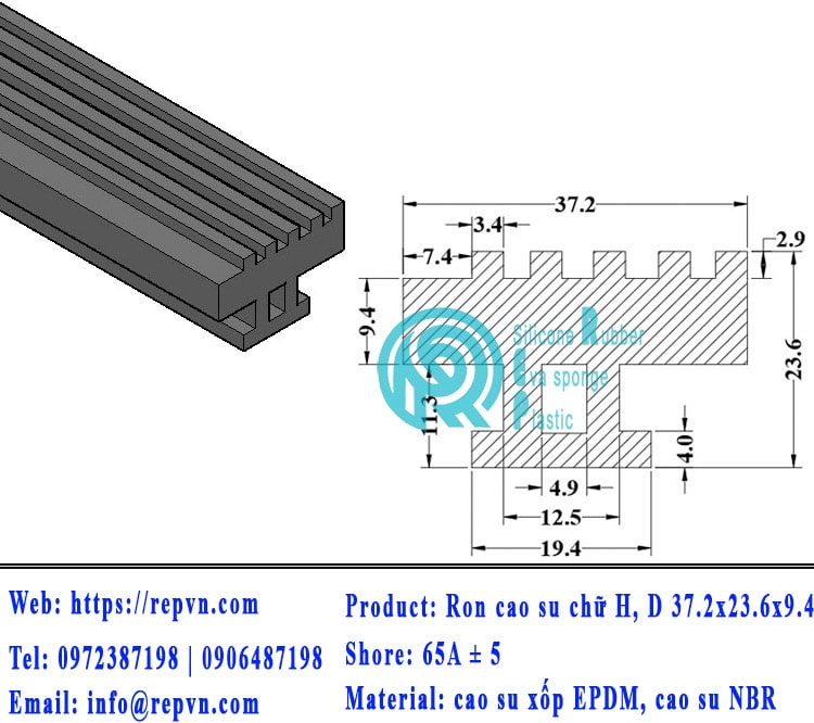 ron xop EPDM tron phi 3.0mm min