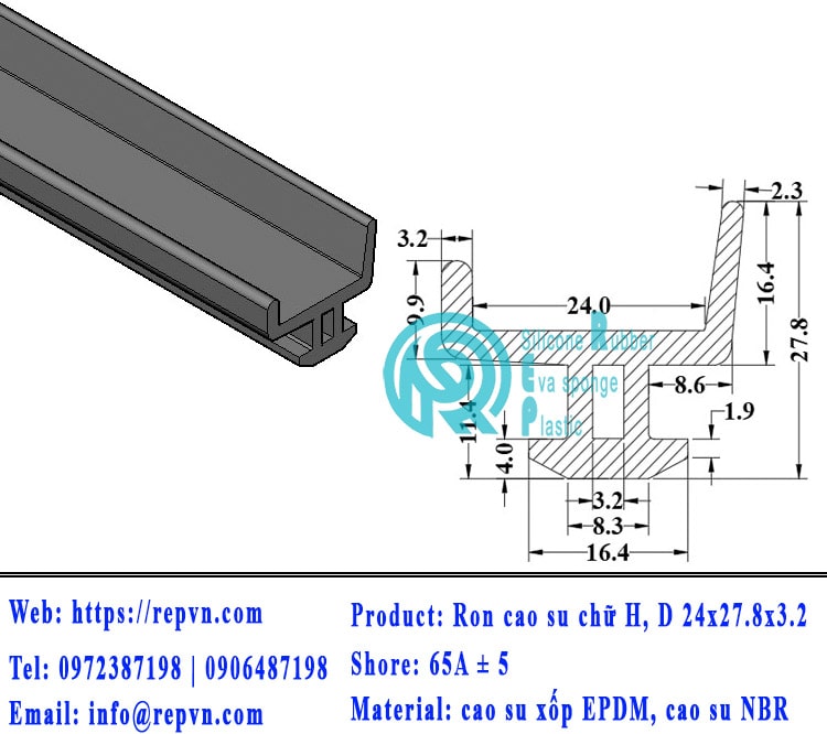 ron xop EPDM tron phi 4.5mm min