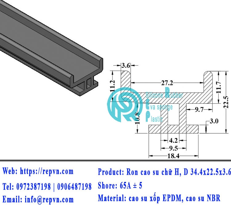 ron xop EPDM tron phi 5.0mm min