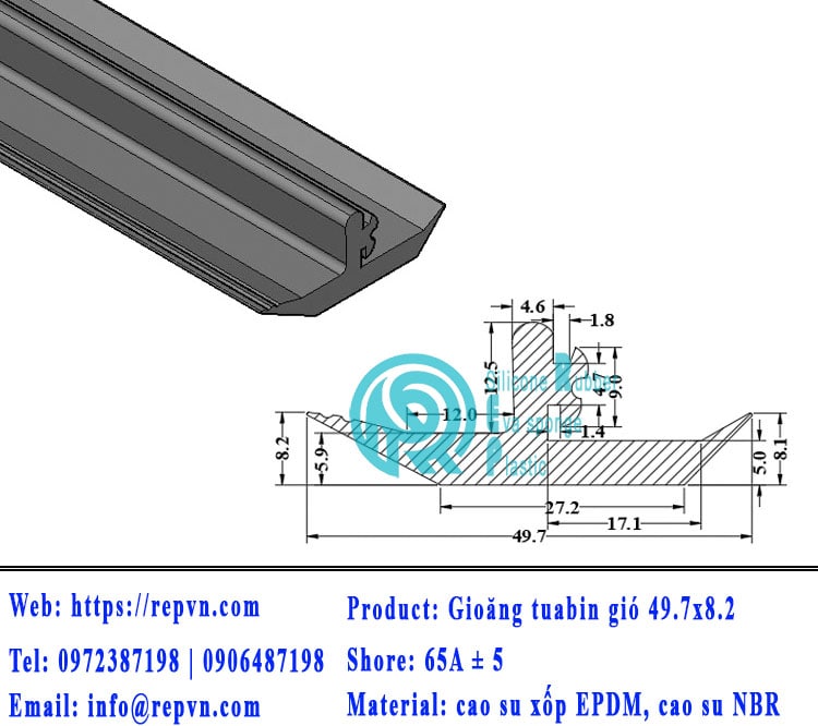 ron xop EPDM tron phi 1.5mm min