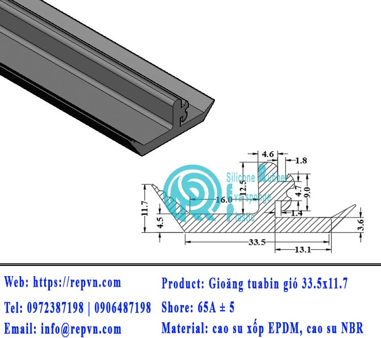 ron xop EPDM tron phi 2.0mm min