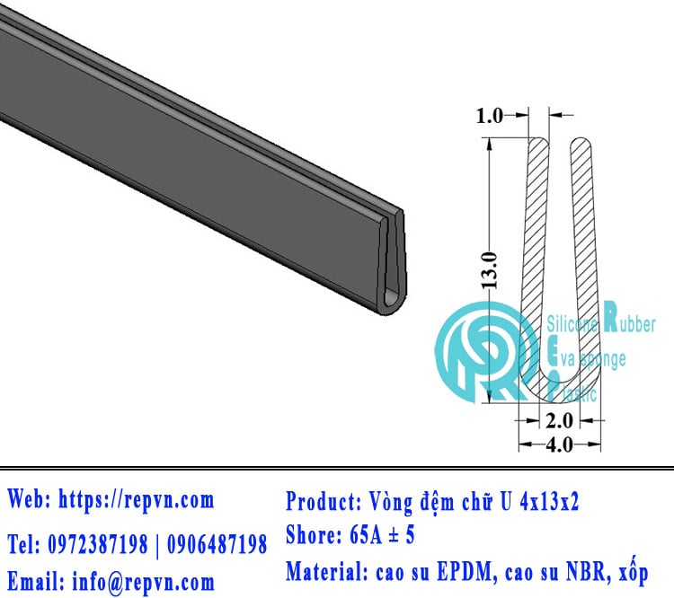 Vòng đệm nối nhiệt cao su chữ U 2.5mm min