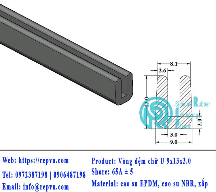 Vòng đệm nối nhiệt cao su chữ U 3.5mm min