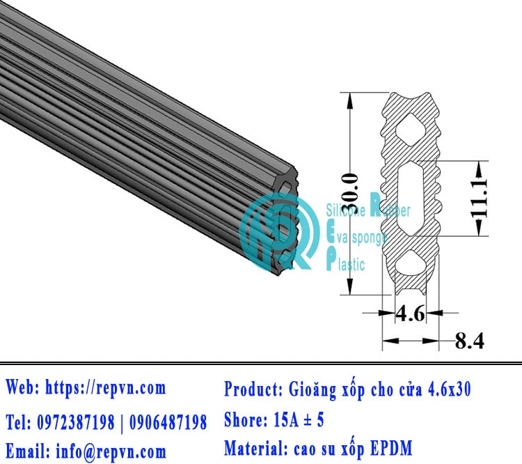 gioang cao su cua go cach am 4.6x30 min