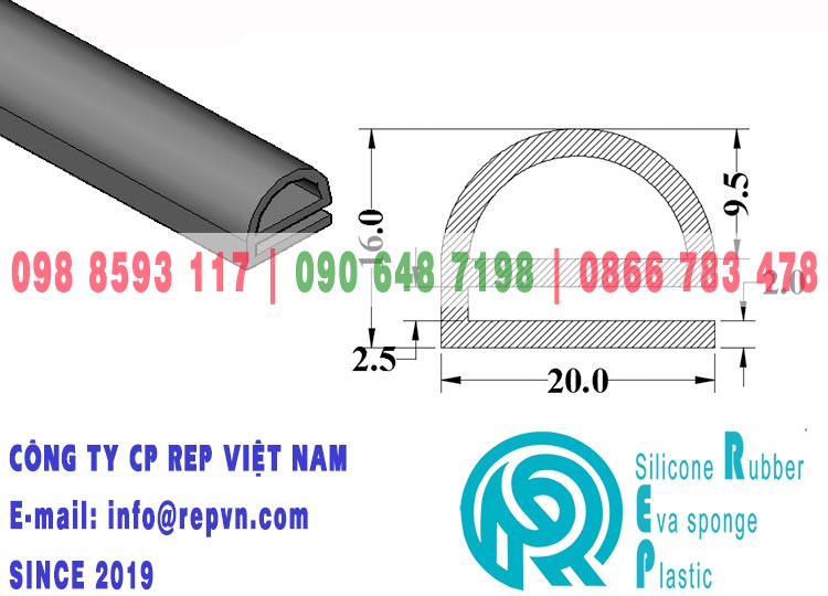 Ron cao su chữ E 20x16x2