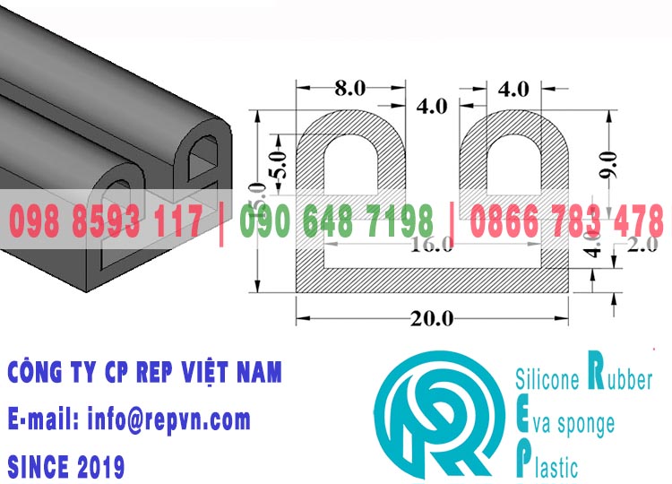 Ron silicon chữ E 20x15x2