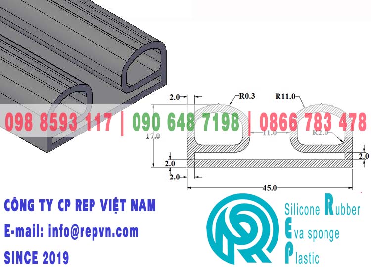 Ron cao su chữ E 45x17x2
