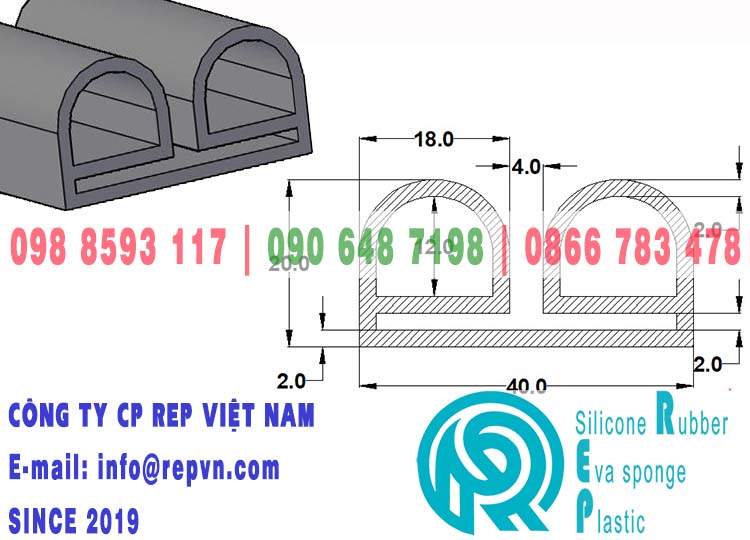 Ron cao su chữ E 40x20x2