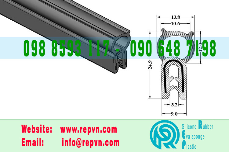 Vòng đệm nối nhiệt cao su chữ U 1.0mm min