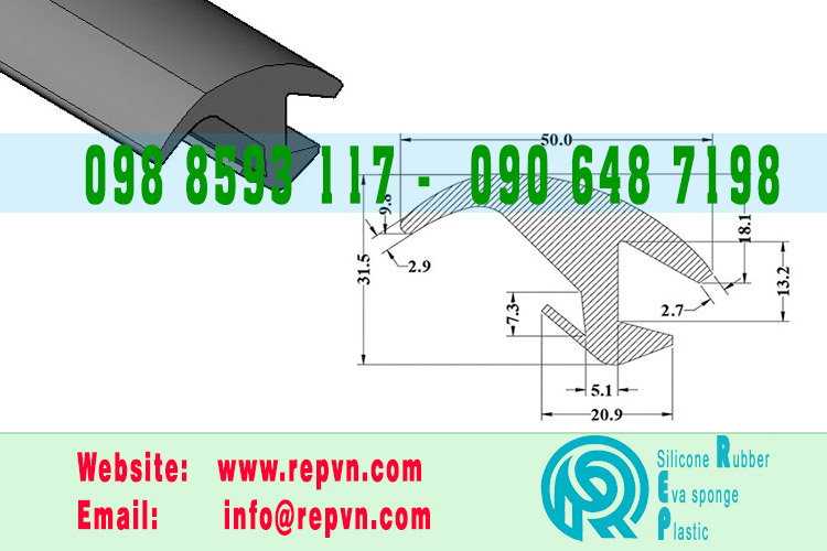 Vòng đệm nối nhiệt cao su chữ U 1.5mm min