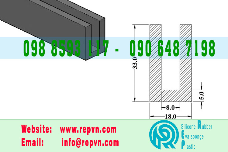 Vòng đệm nối nhiệt cao su chữ U 2.0mm min