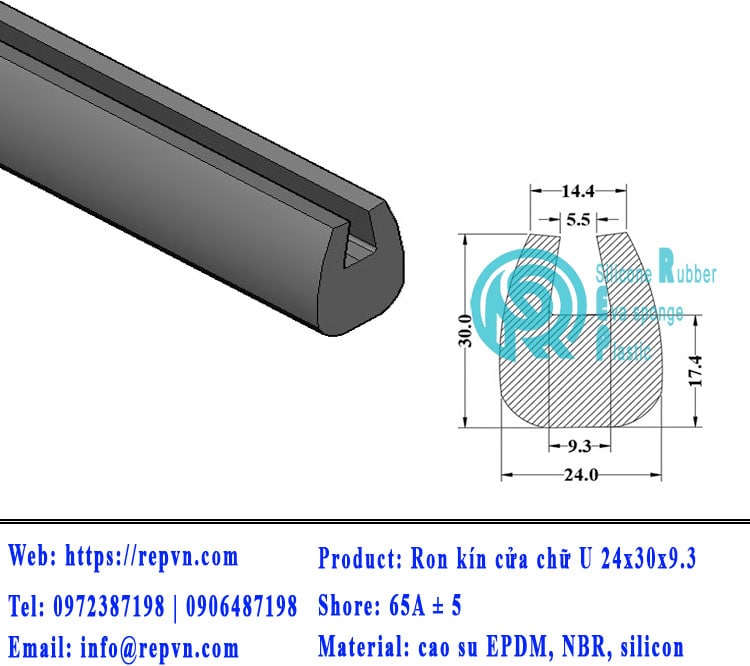 Vòng đệm nối nhiệt cao su chữ U 2.5mm min