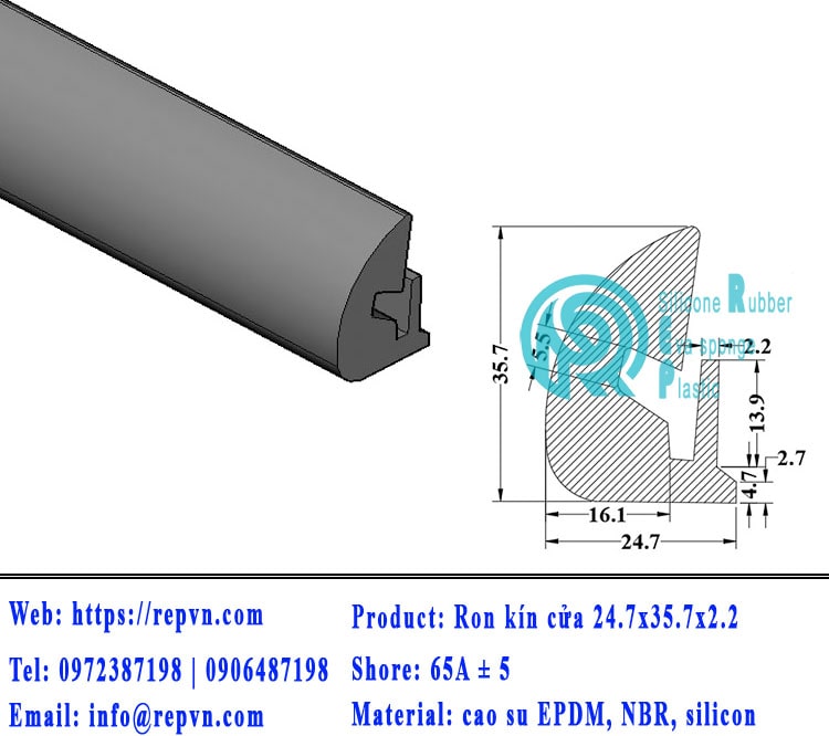 Vòng đệm nối nhiệt cao su chữ U 3.5mm min