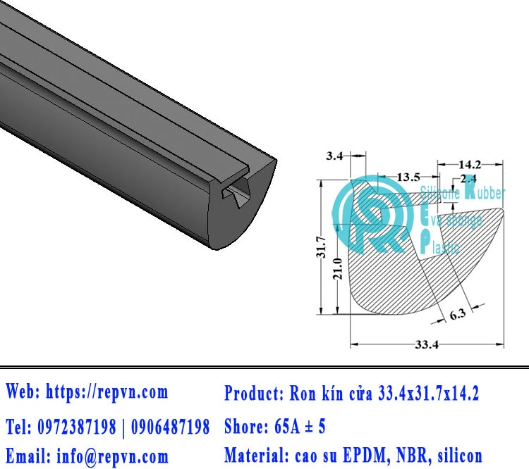 Vòng đệm nối nhiệt cao su chữ U 4.0mm min