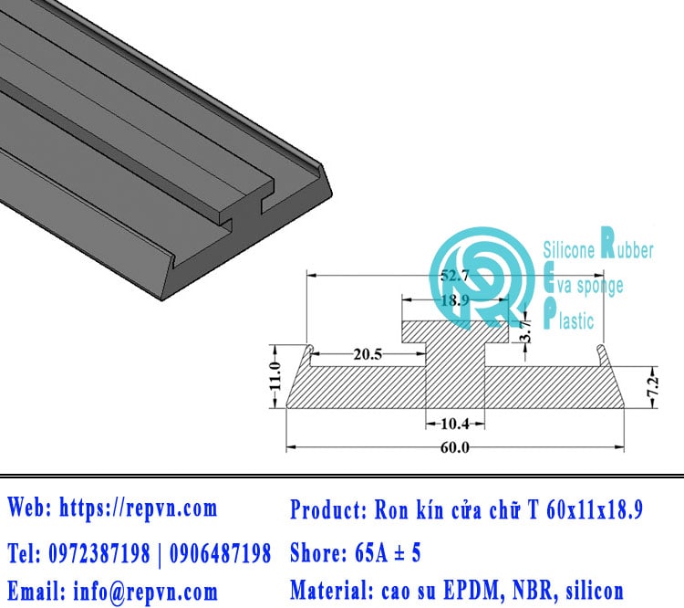 Vòng đệm nối nhiệt cao su chữ U 4.5mm min