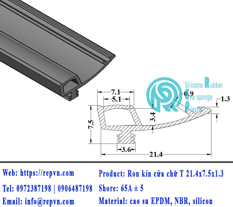 Vòng đệm nối nhiệt cao su chữ U 6.0mm min