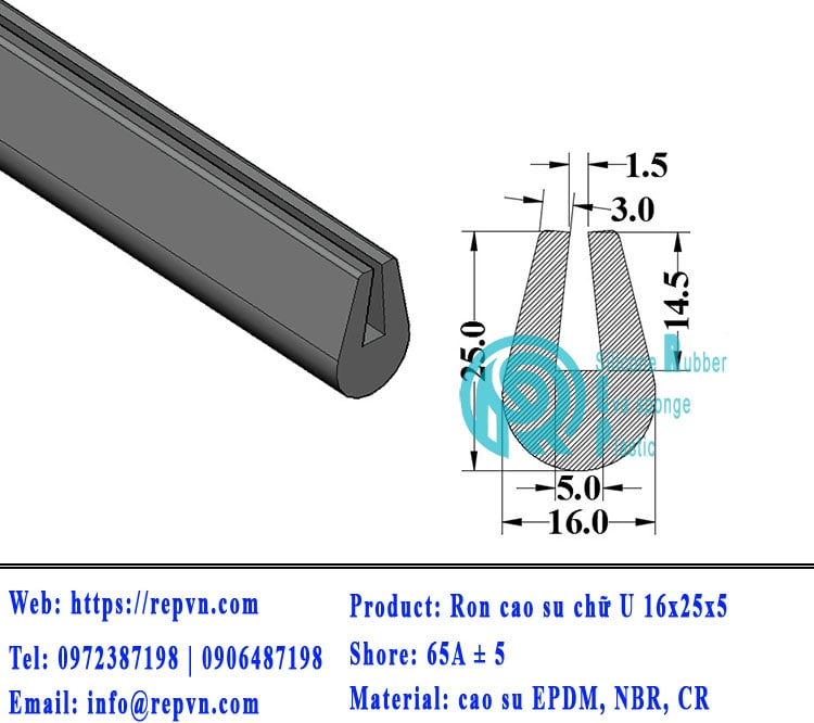 thanh ron cao su chu U 16x25x5 min