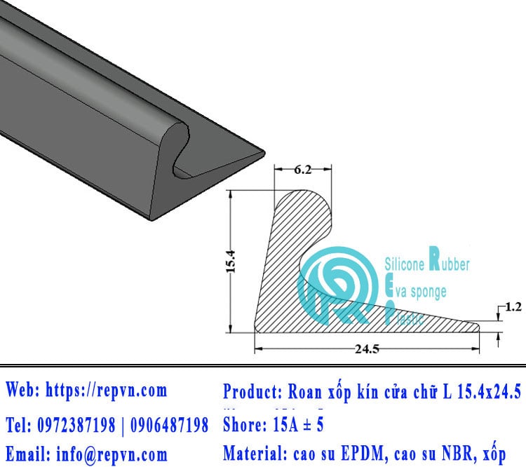 Vòng đệm nối nhiệt cao su chữ U 3.0mm min