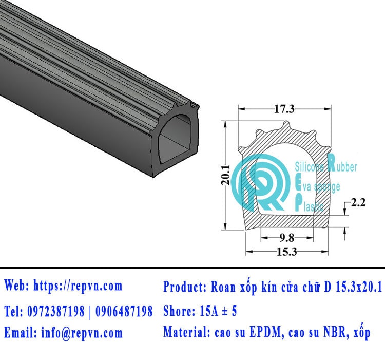 Vòng đệm nối nhiệt cao su chữ U 4.0mm min