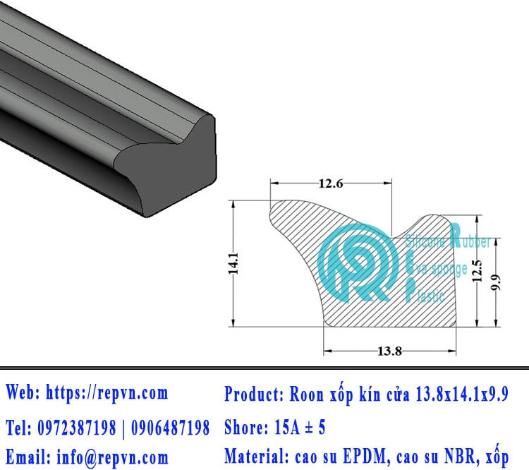 Vòng đệm nối nhiệt cao su chữ U 6.5mm min