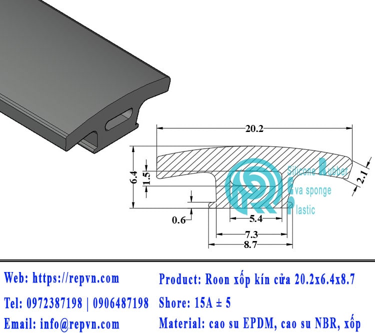 Vòng đệm nối nhiệt cao su chữ U 5.5mm min