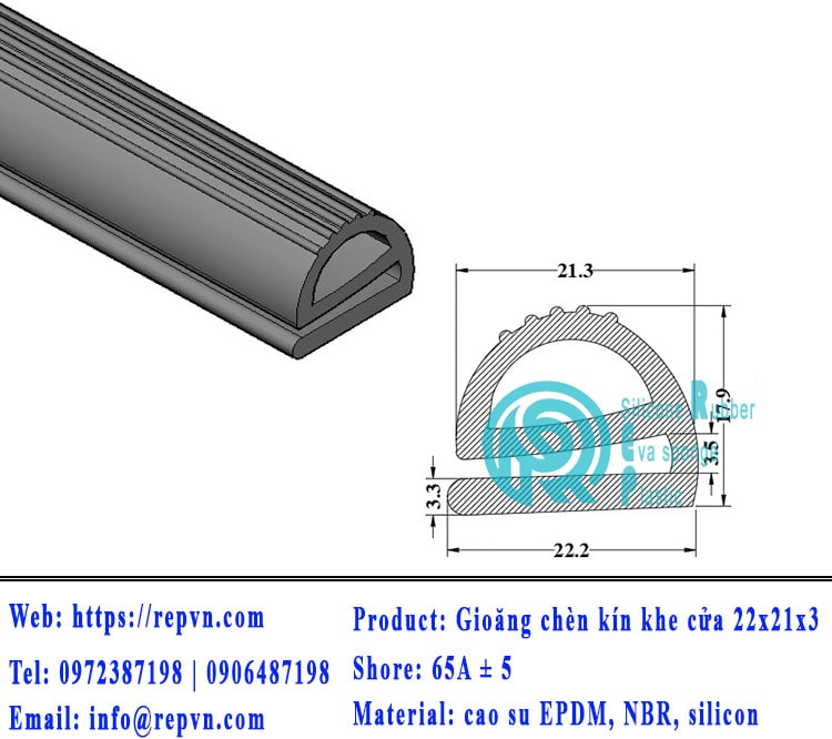 Vòng đệm nối nhiệt cao su chữ U 1.5mm min