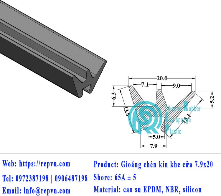 Vòng đệm nối nhiệt cao su chữ U 2.0mm min