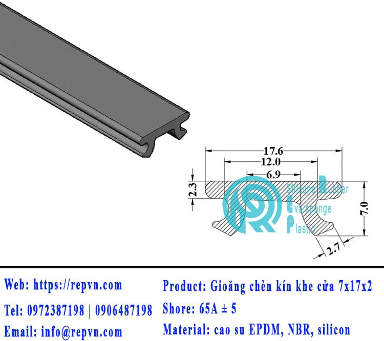 Vòng đệm nối nhiệt cao su chữ U 2.5mm min