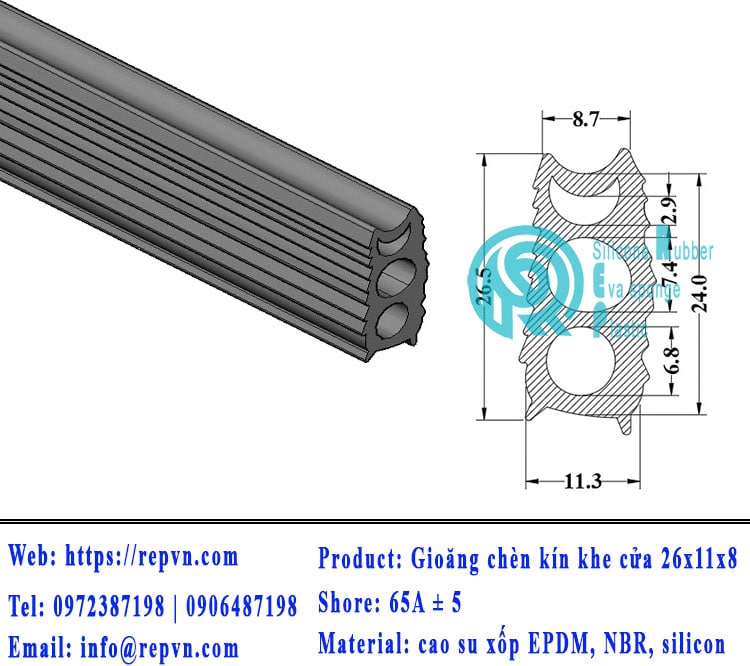 Vòng đệm nối nhiệt cao su chữ U 3.5mm min