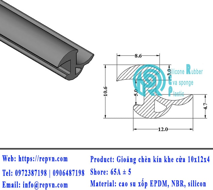 Vòng đệm nối nhiệt cao su chữ U 6.5mm min