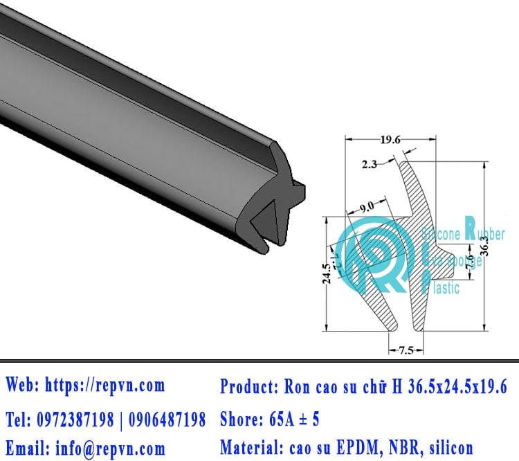 Vòng đệm nối nhiệt cao su chữ U 2.5mm min