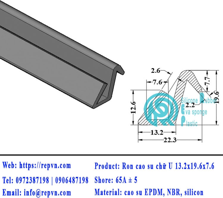 Vòng đệm nối nhiệt cao su chữ U 3.0mm min