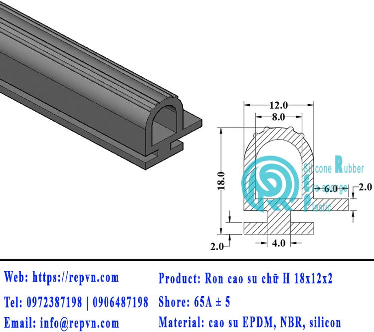 Vòng đệm nối nhiệt cao su chữ U 4.0mm min