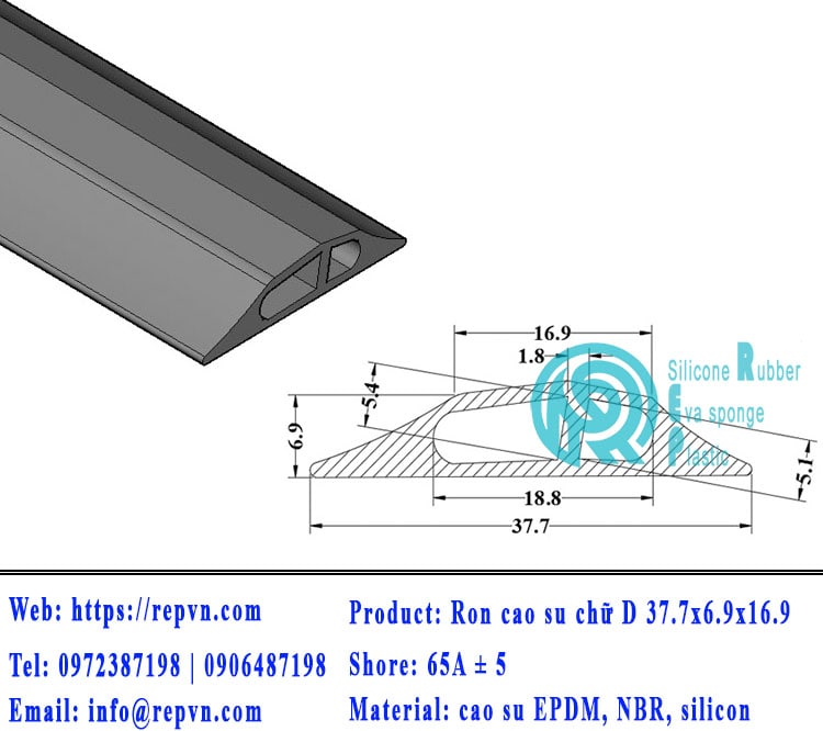 Vòng đệm nối nhiệt cao su chữ U 4.5mm min