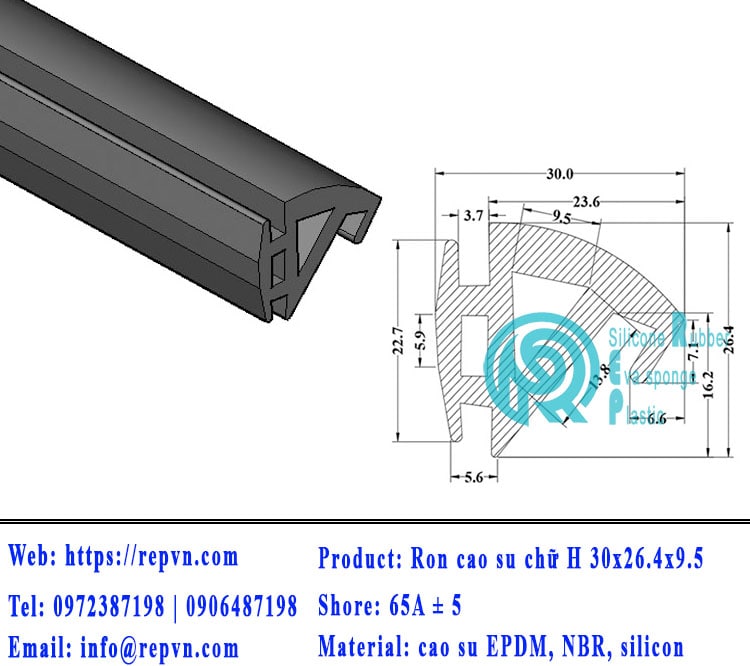 Vòng đệm nối nhiệt cao su chữ U 5.0mm min