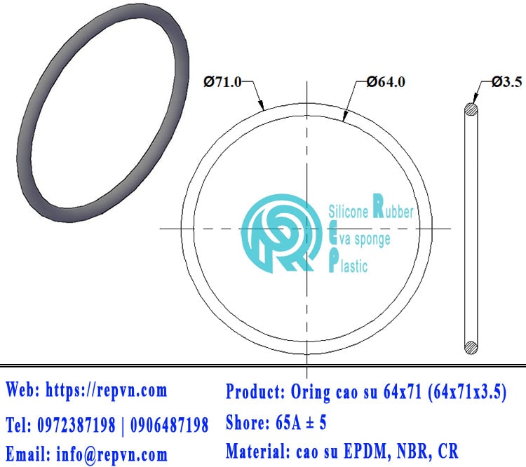 oring cao su 64x71x3.5 min