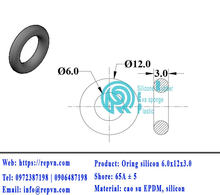 oring silicon 6.0x12x3.0 min