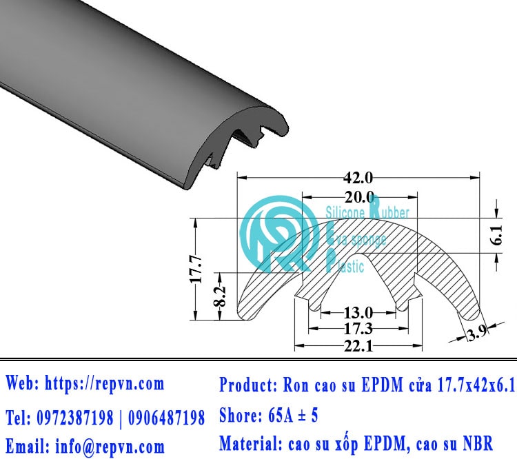 ron xop EPDM tron phi 3.0mm min