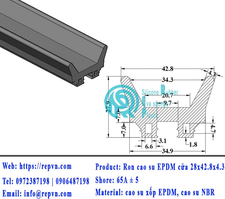 ron xop EPDM tron phi 6.5mm min