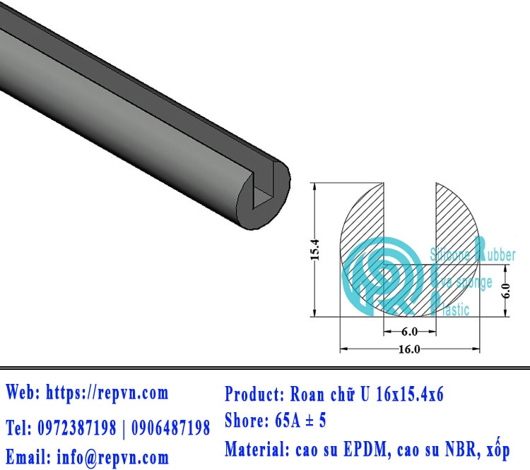 Vòng đệm nối nhiệt cao su chữ U 2.5mm min