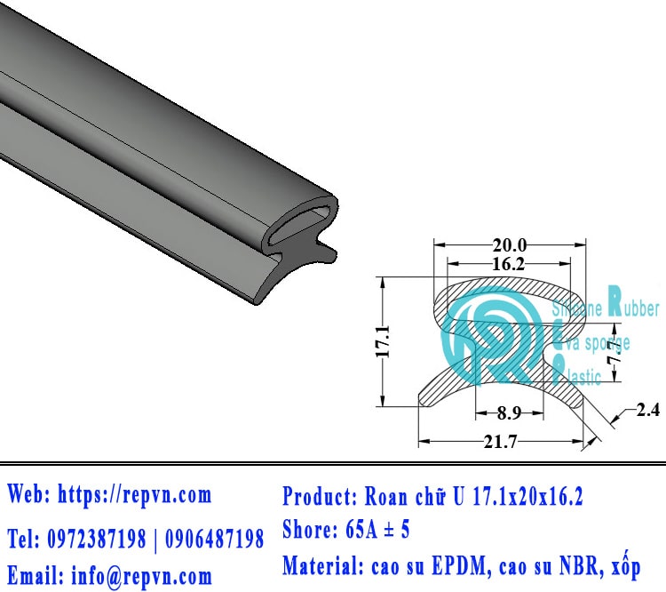 Vòng đệm nối nhiệt cao su chữ U 3.5mm min