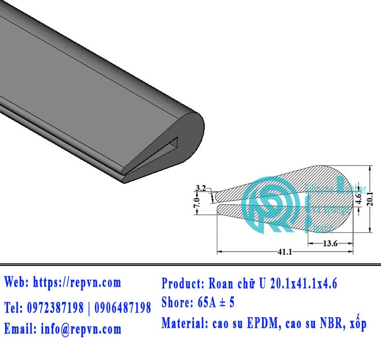 Vòng đệm nối nhiệt cao su chữ U 4.5mm min