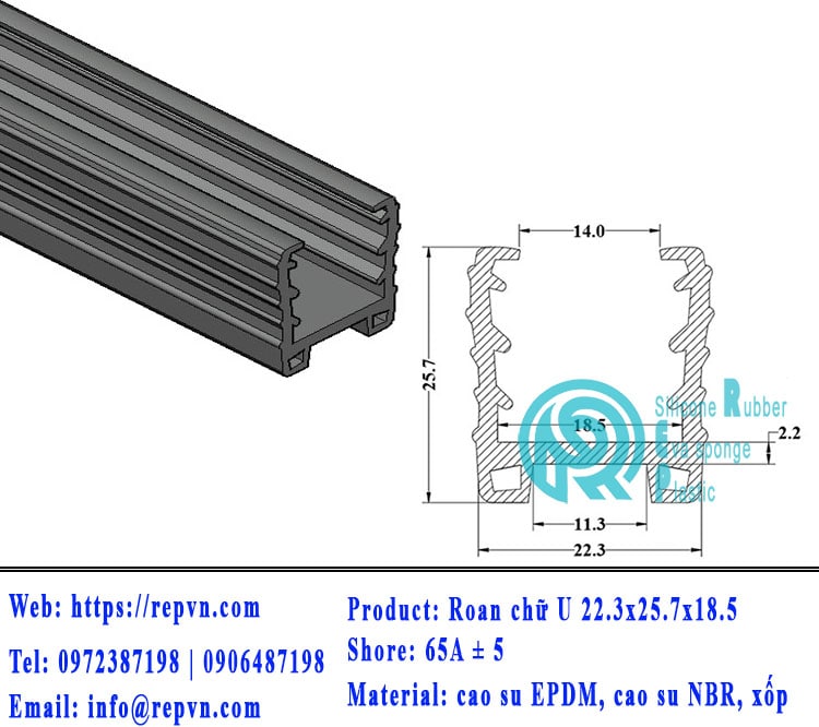 Vòng đệm nối nhiệt cao su chữ U 5.5mm min